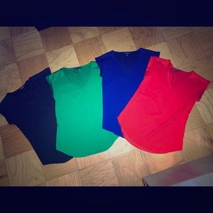 4 silky v-neck blouses